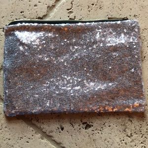 Silver Sequin Makeup Bag